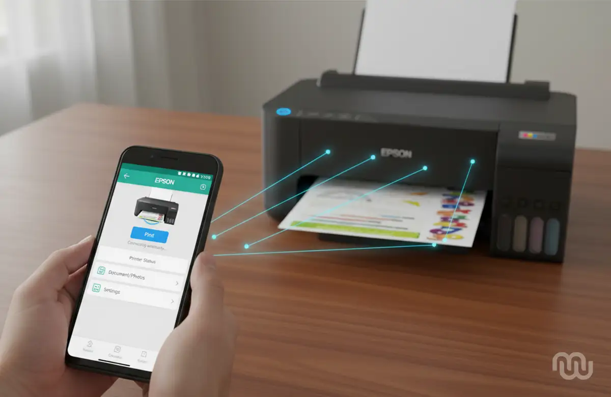 Configuração de impressão sem fio em impressora Epson de baixo custo.